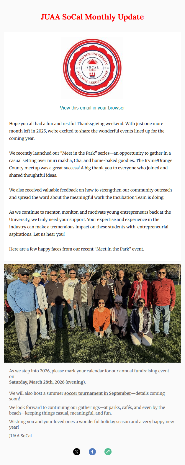 Monthly Update + Save the Date 28th March 2026