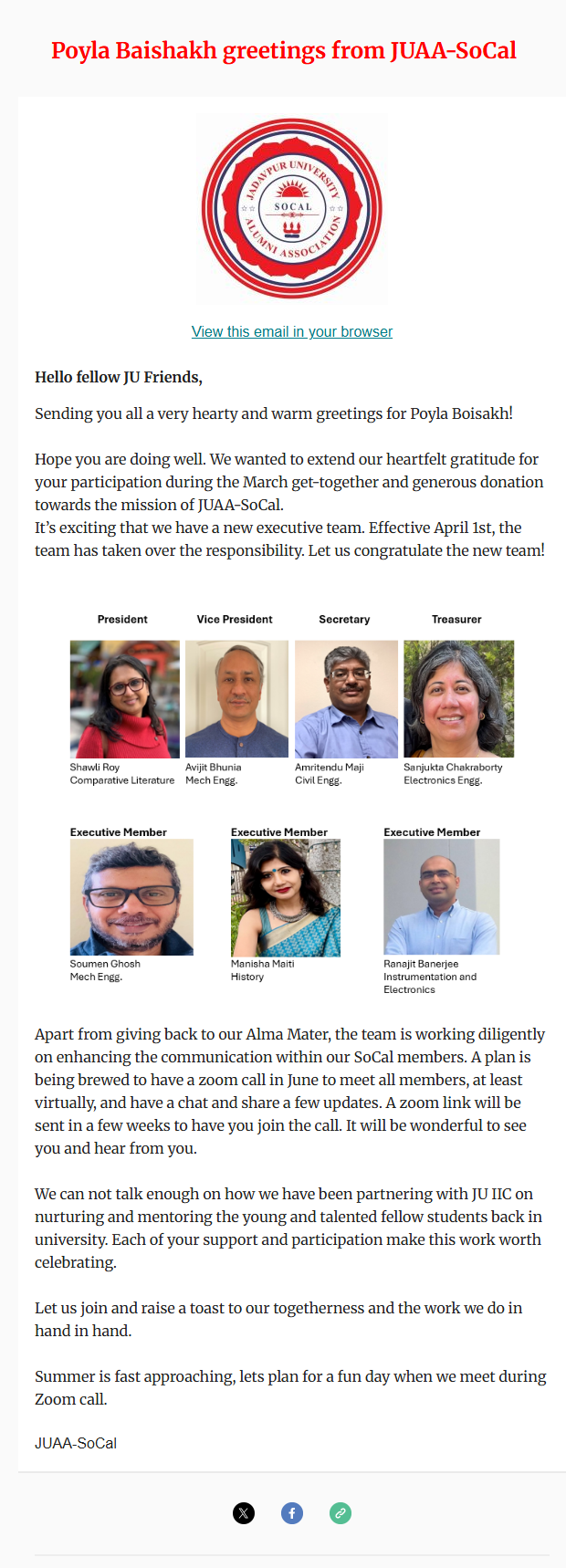 Poyla Baishakh greetings from JUAA-SoCal