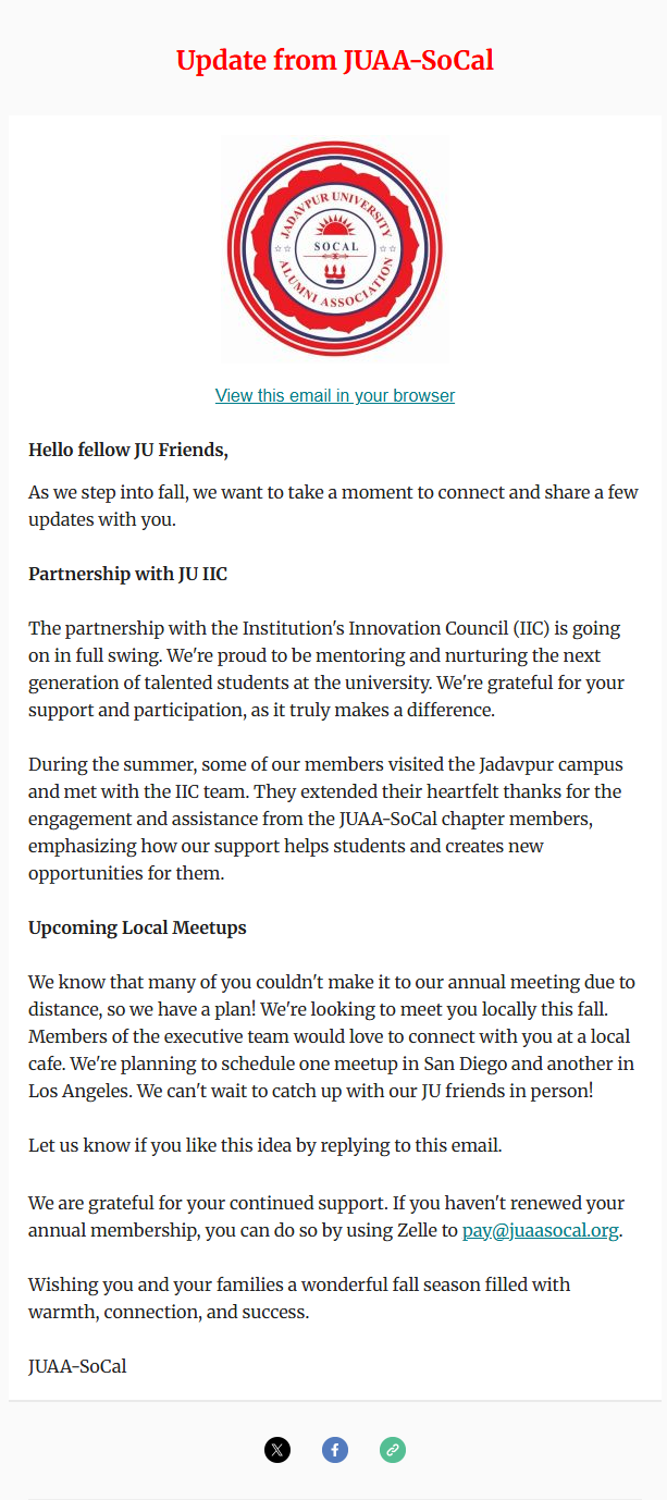 Update on partnership with JU IIC